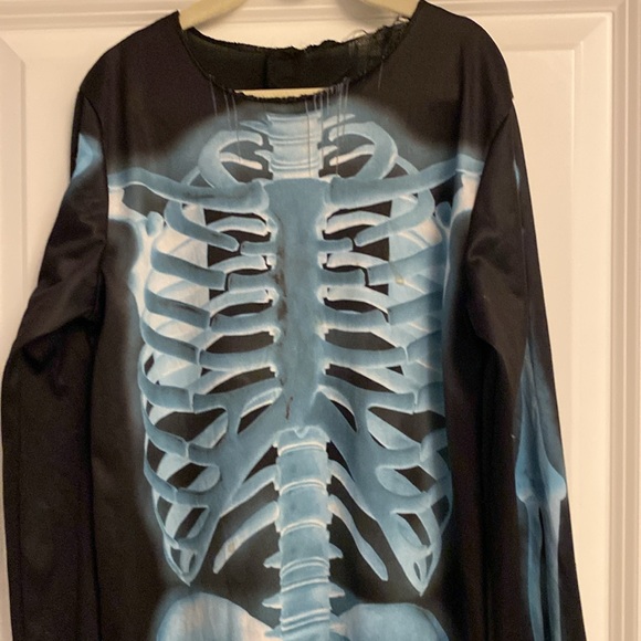 Hyde & Eek skeleton youth costume onesie with hands and mask - Picture 2 of 10